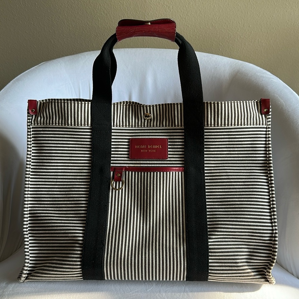 Henri Bendel Black and White large tote with Classic Stripes